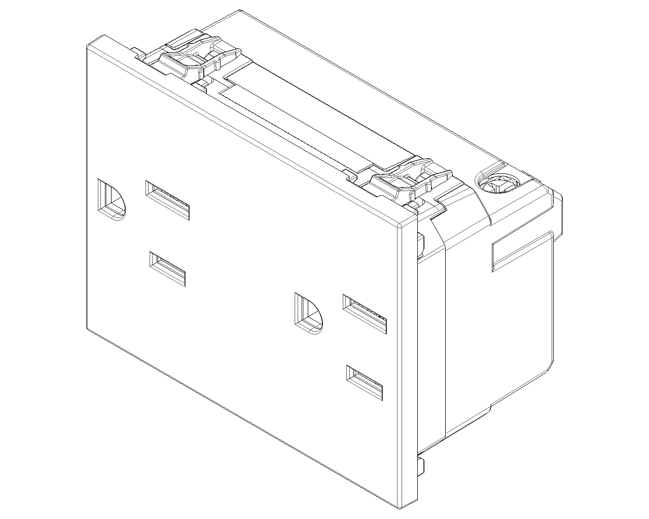 Due prese SICURY 2P+T 15 A 127 V~ standard americano 3 moduli Vimar Linea bianco-nero-canapa 30243.B/G/C Due prese SICURY 2P+T 15 A 127 V~ standard americano 3 moduli Vimar Linea bianco-nero-canapa 30243.B/G/C